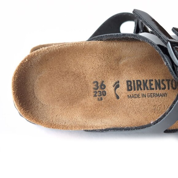 Birkenstock 36 'Florida' Slide Clogs 3 Strap Black Patent *LOVELY*  L5 - Picture 8 of 8